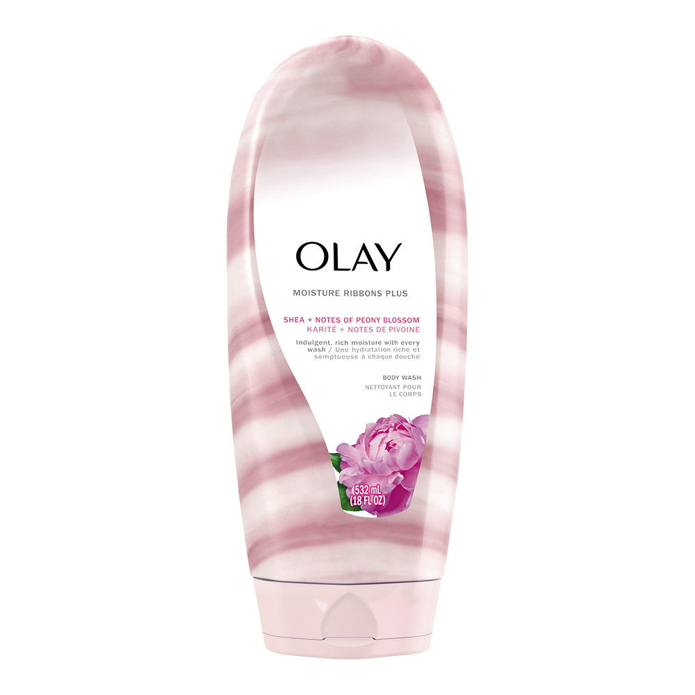 Olay Moisture Ribbons Plus Shea and Peony Blossom Body Wash, 18 Oz